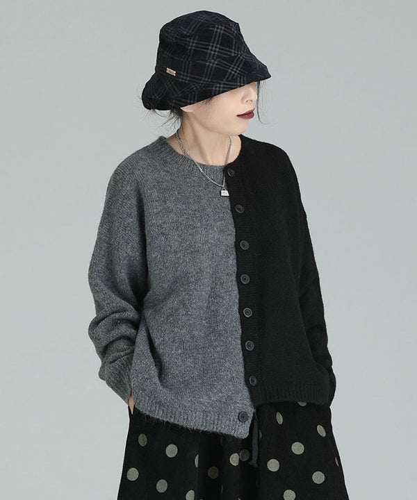 Two-Tone Split Button Cardigan